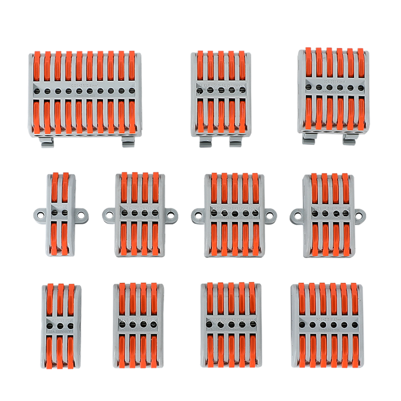 와이어 커넥터, Quick Connect Terminal Block, Press Type Connector, Multi In Multi Out Mating Joint, Rail 고정 유형